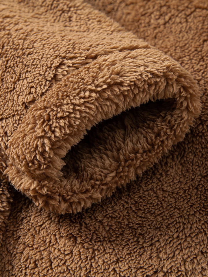 Teddy Fleece Button Up Hooded Coat