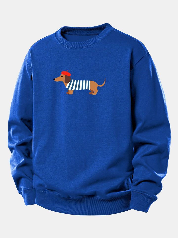 French Dachshund Print Relax Fit Sweatshirt
