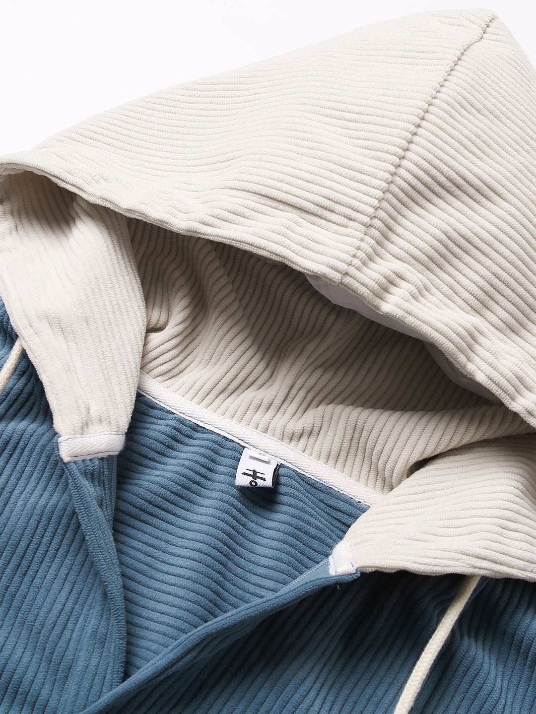 Long Sleeved Contrast Corduroy Hooded Shirt