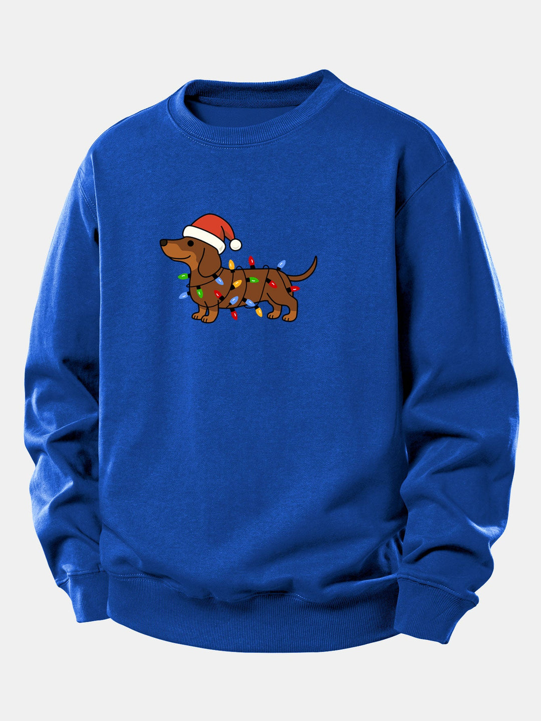 Christmas Colorful Light Dog Print Relax Fit Sweatshirt