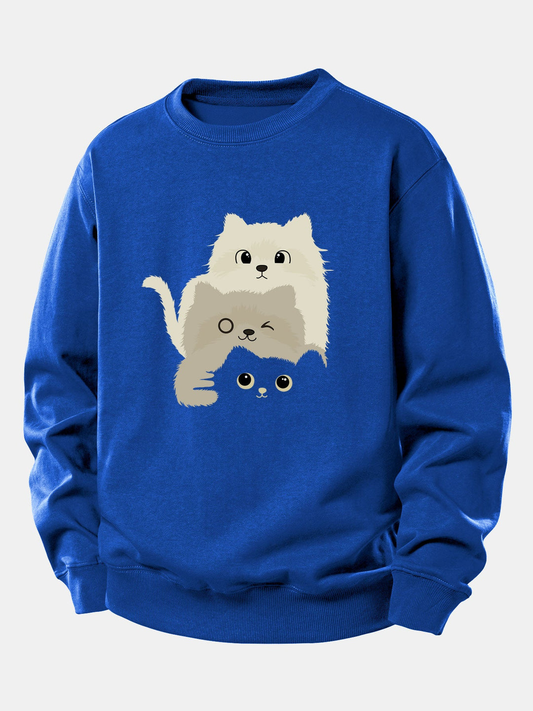 Three Cats Print Relax Fit Sweatshirt