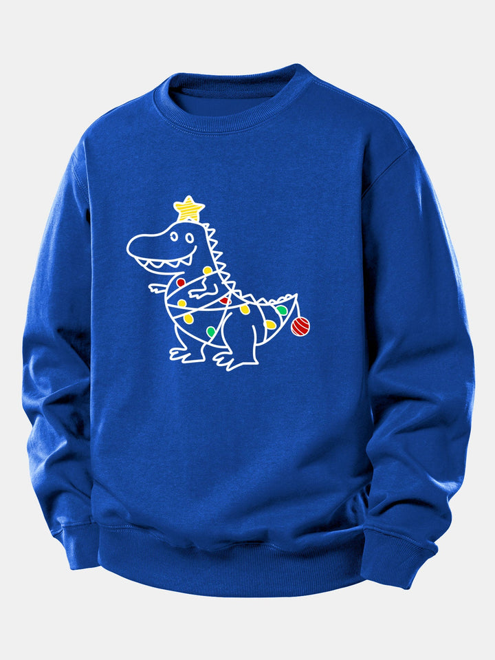 Christmas Dinosaur Print Relax Fit Sweatshirt