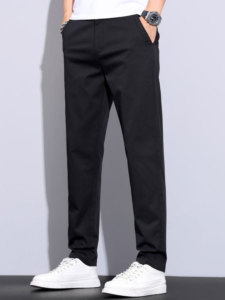 Elastic Waist Straight Leg Trousers