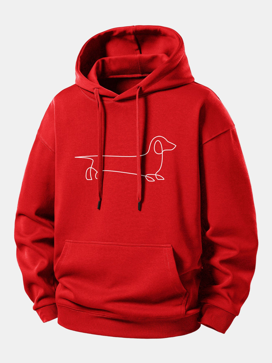Line Dachshund Print Relax Fit Hoodie