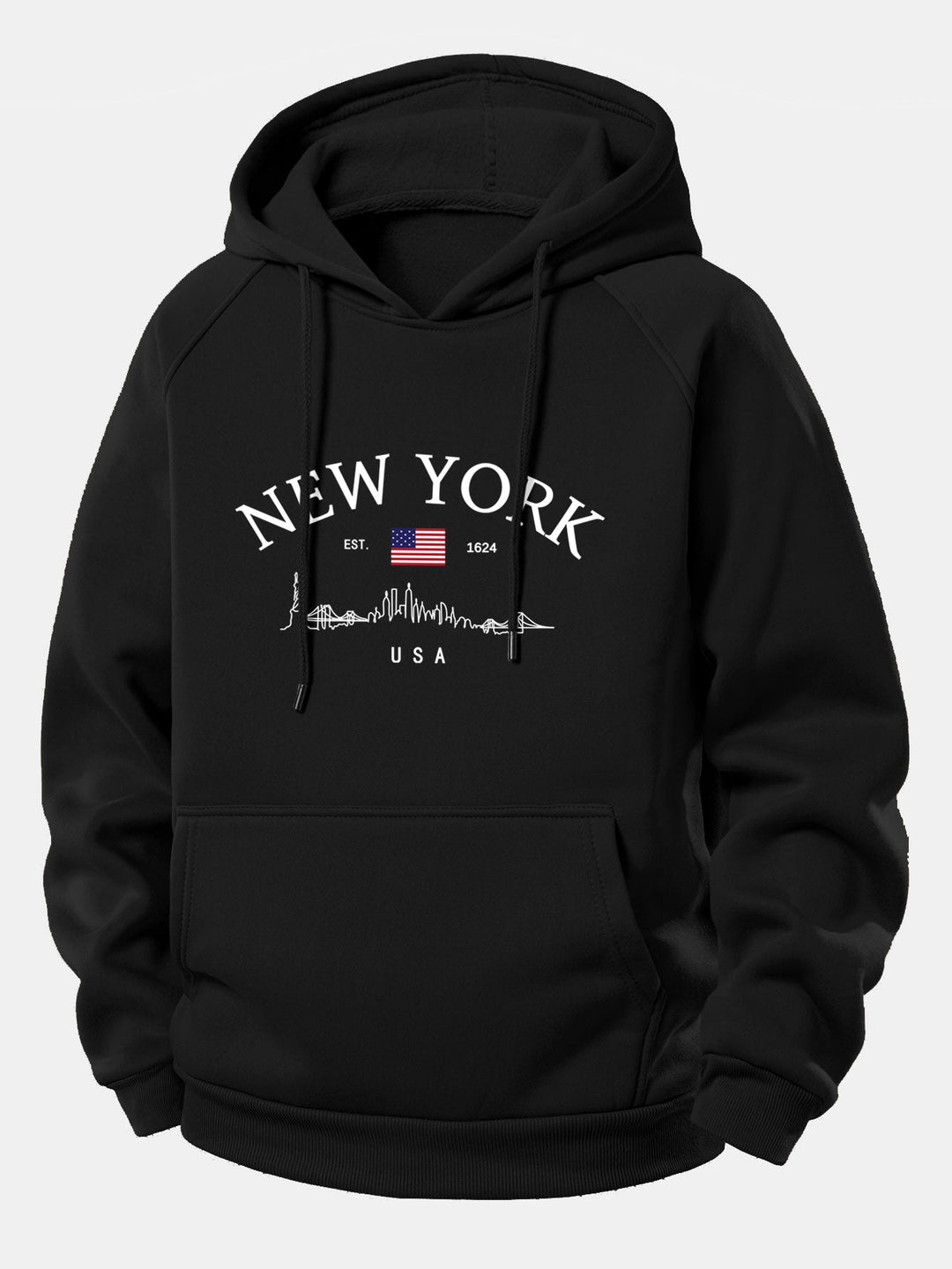 New York Print Drawstring Hoodie