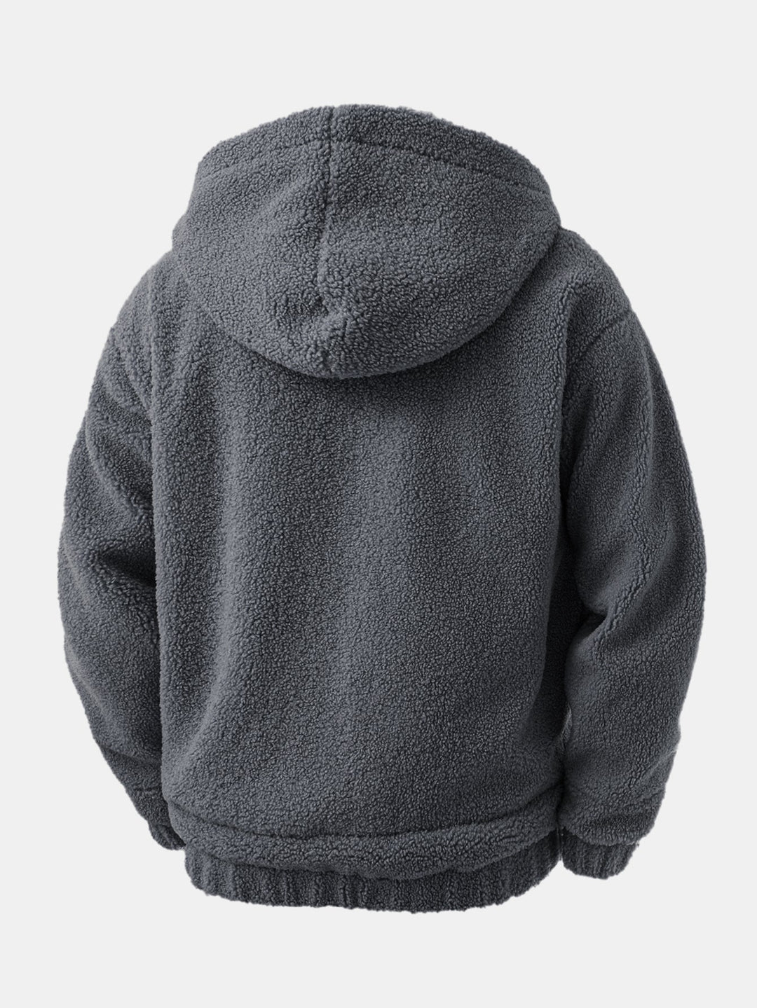 Contrast Plaid Teddy Zip-Up Hoodie