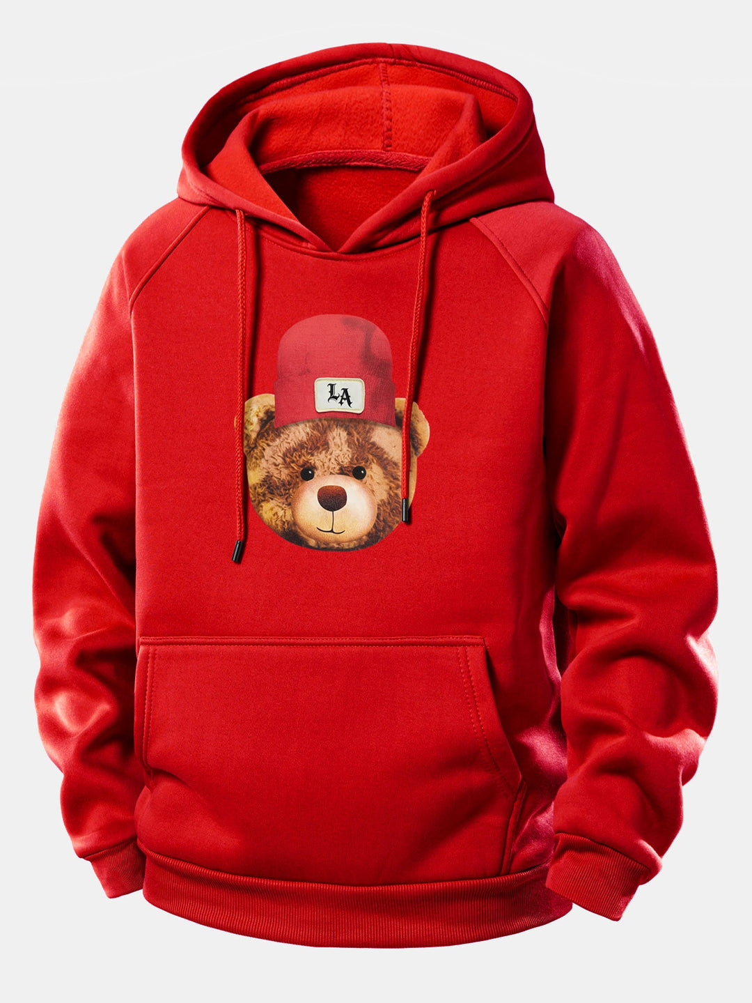 Los Angeles Bear Print Drawstring Hoodie