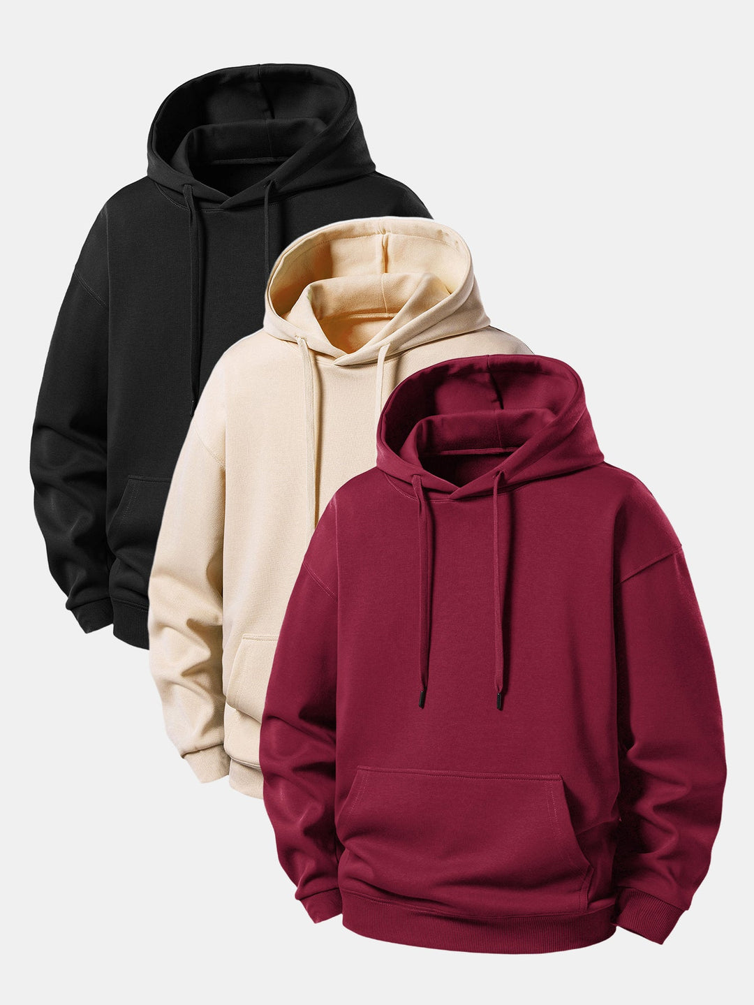 3 Pieces Basic Relax Fit Hoodie