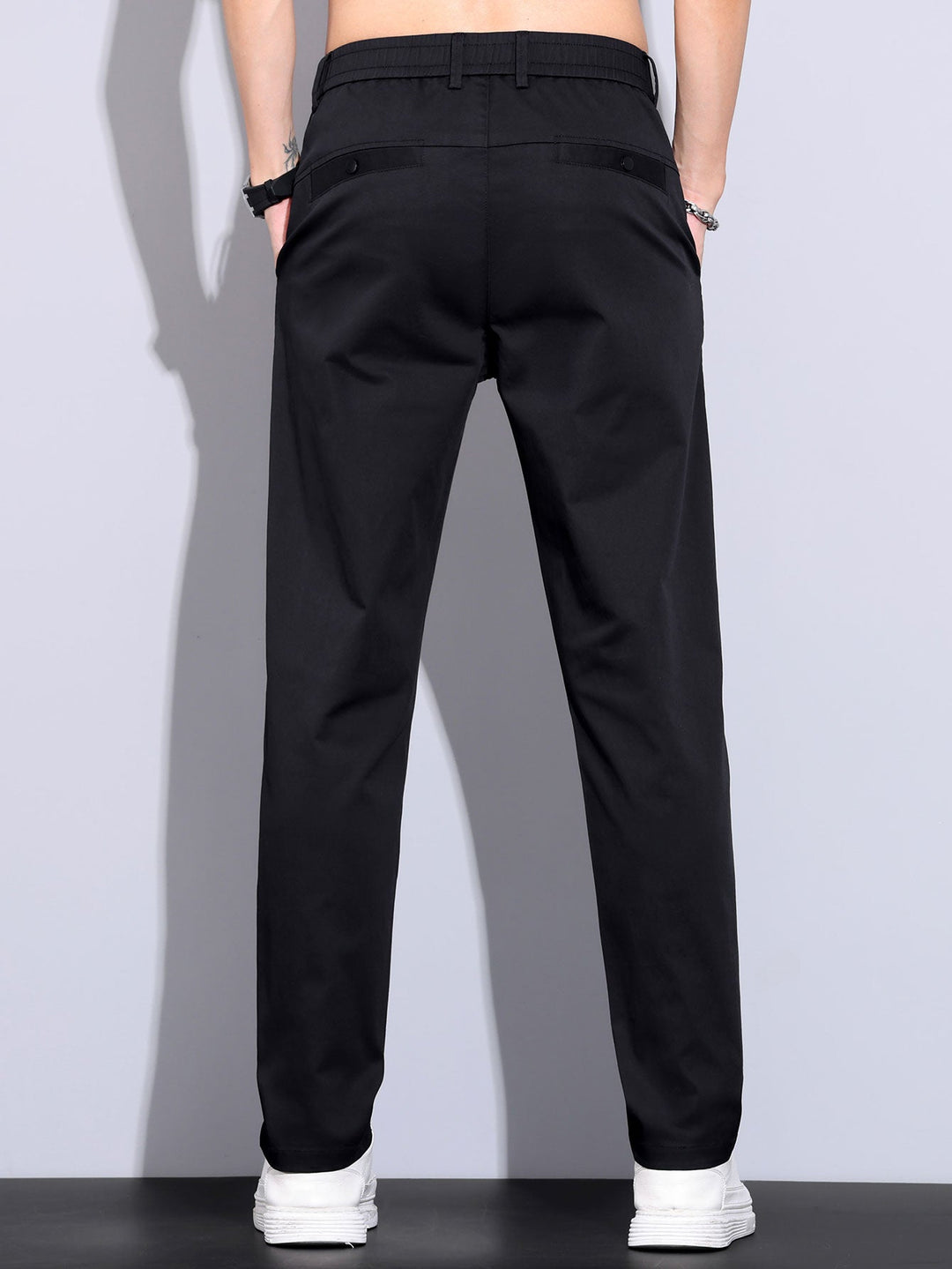 Elastic Waist Straight Leg Trousers