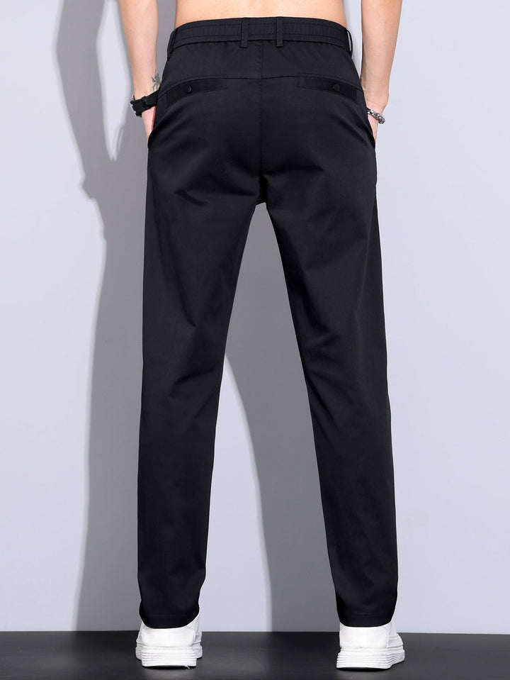 Elastic Waist Straight Leg Trousers