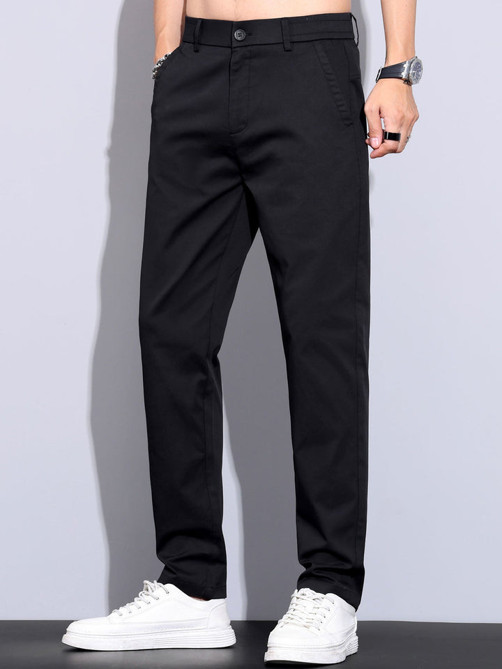 Elastic Waist Straight Leg Trousers