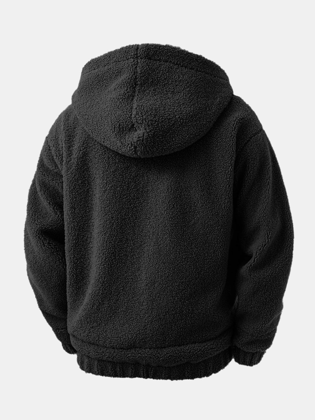 Contrast Plaid Teddy Zip-Up Hoodie