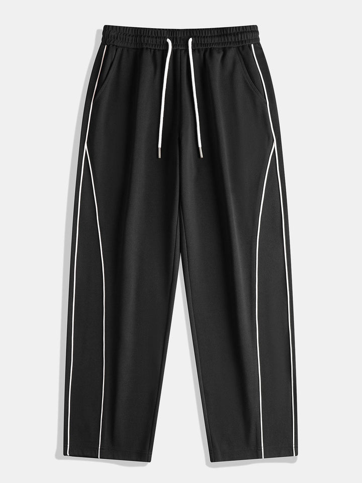 Calças de Perna Larga com Listras Laterais