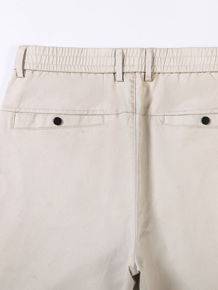 Elastic Waist Straight Leg Trousers