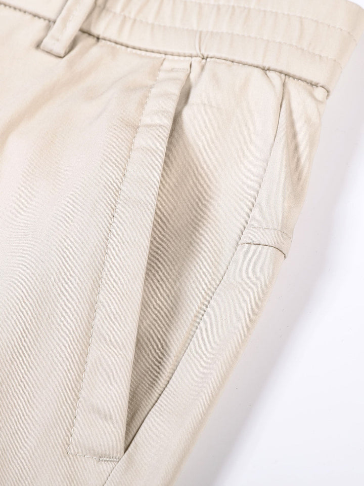 Elastic Waist Straight Leg Trousers