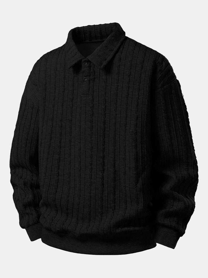 Relax Fit Twisted Jacquard Polo Sweatshirt