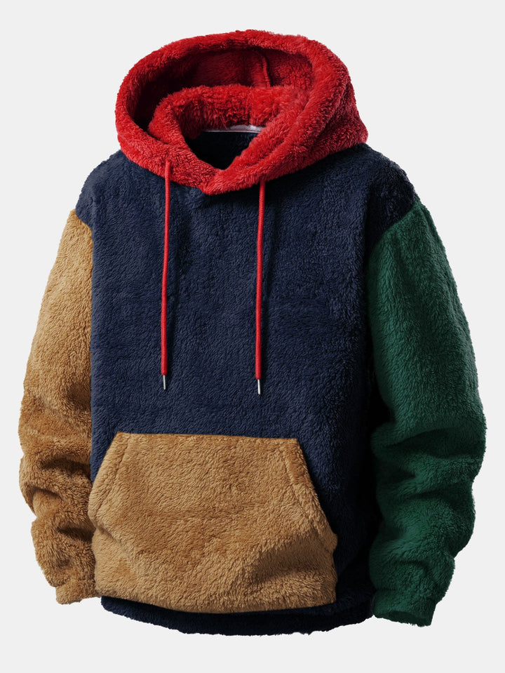 Color Block Teddy Hoodie