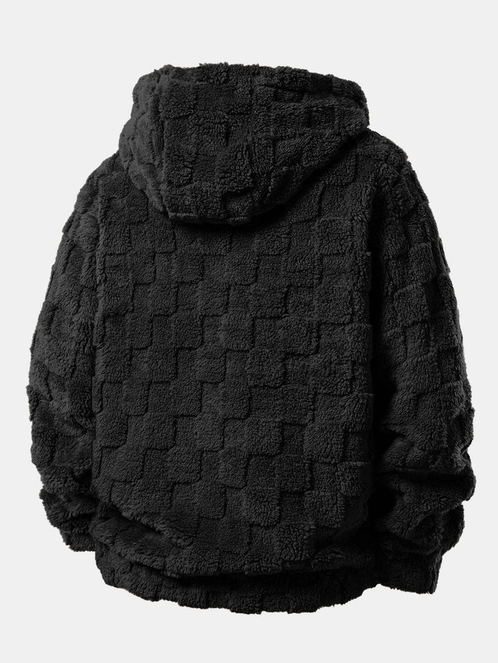 Checkerboard Teddy Zip Up Hoodie