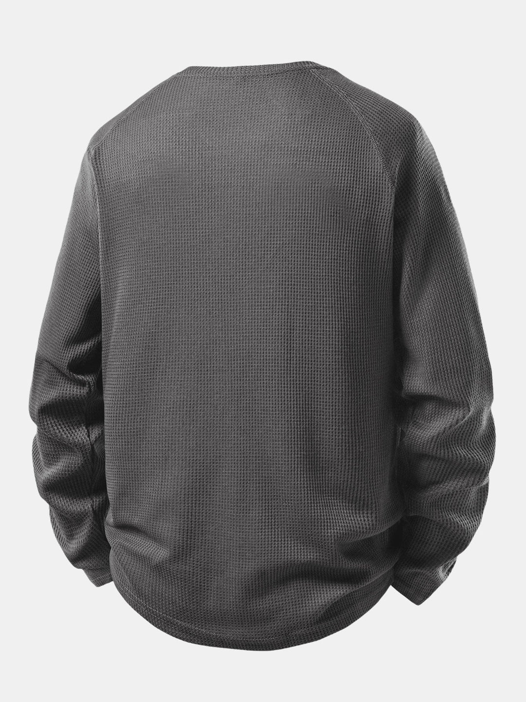 Camisa Henley Waffle com Manga Longa e Barra Arqueada