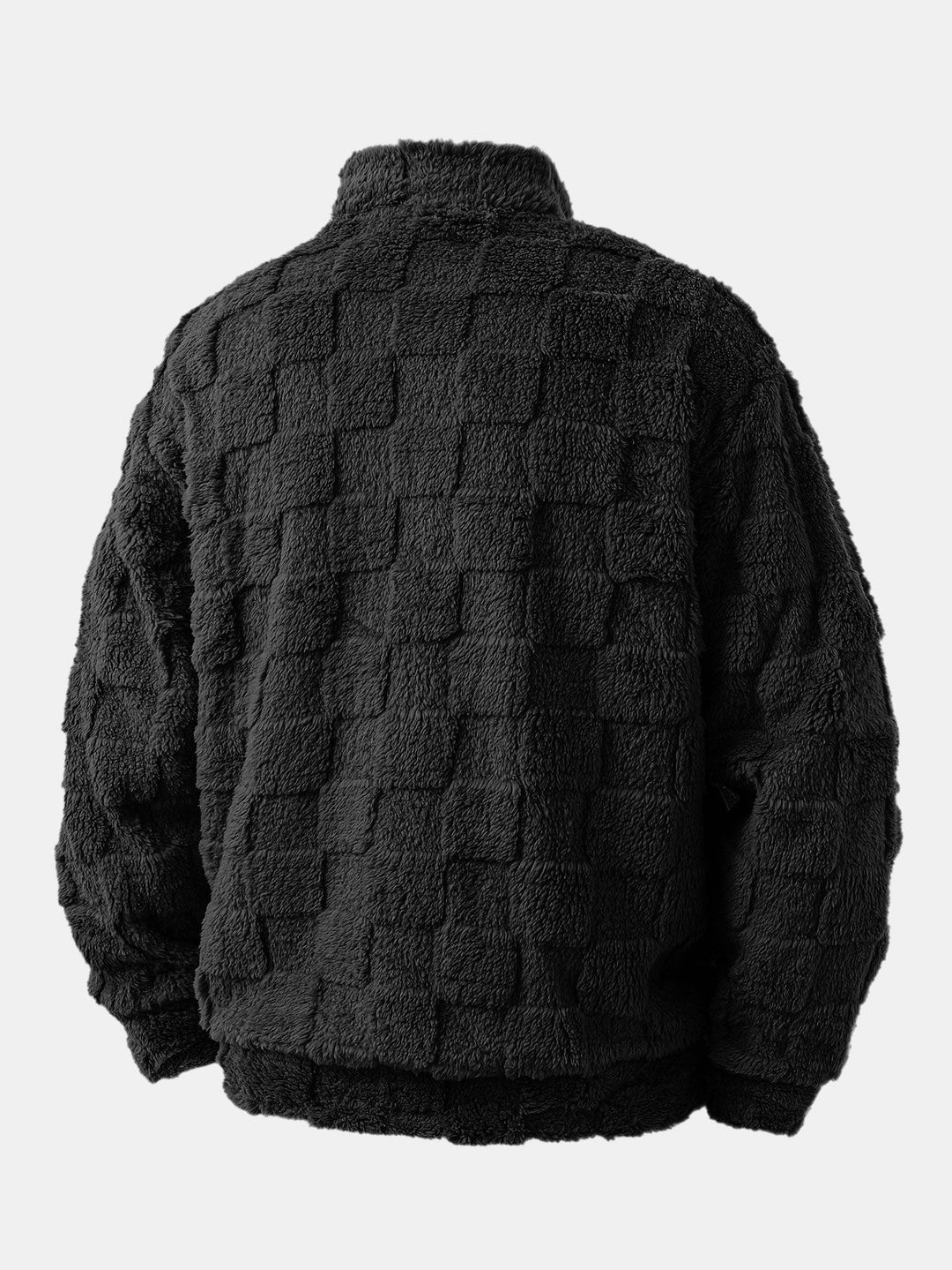 Chessboard Jacquard Teddy Quarter Zip Sweatshirt