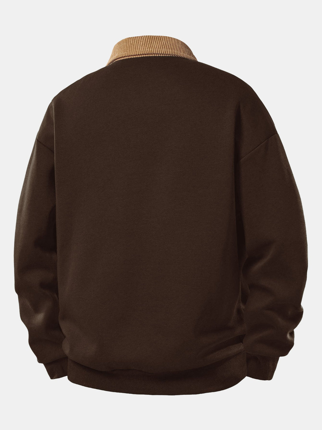 Relax Fit Contrast Corduroy Polo Collar Sweatshirt