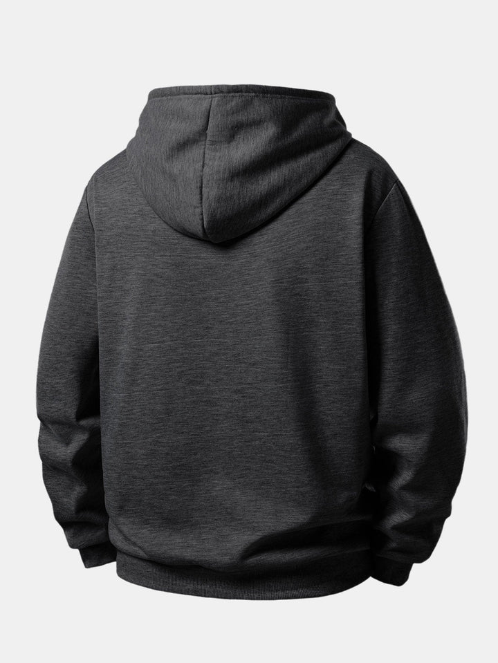 Smiley Face Print Teddy Fleece Lined Drawstring Hoodie