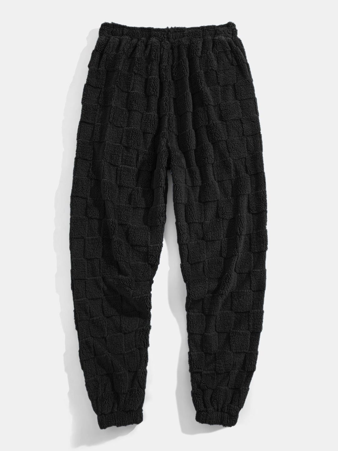 Relax Fit Checkerboard Kangaroo Pocket Teddy Hoodie & Jogger Pants