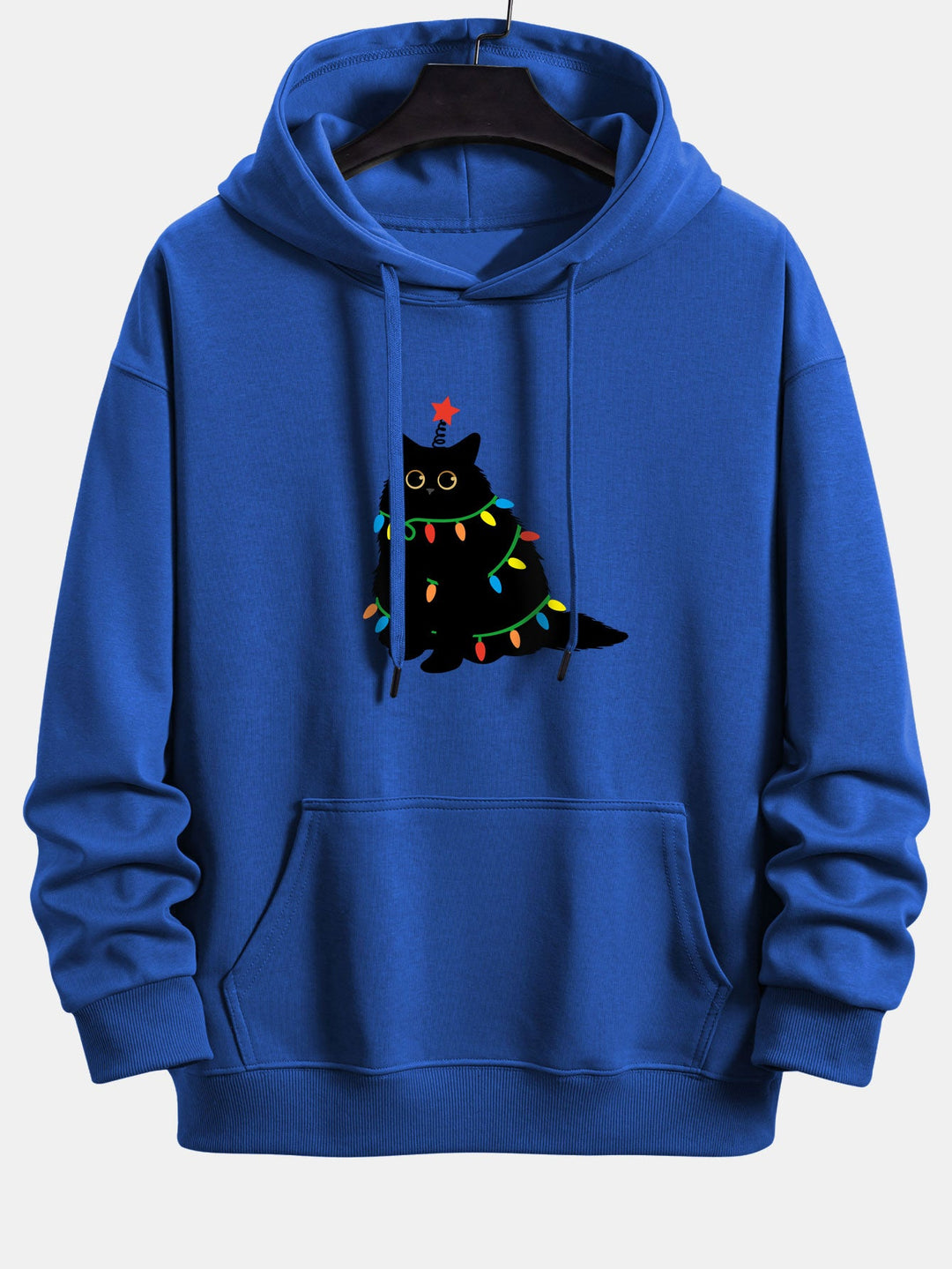 Colorful Light Black Cat Print Relax Fit Hoodie