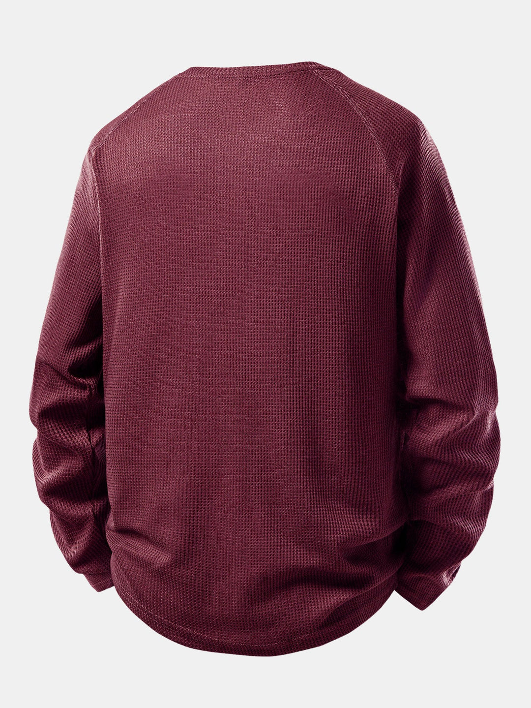 Camisa Henley Waffle com Manga Longa e Barra Arqueada