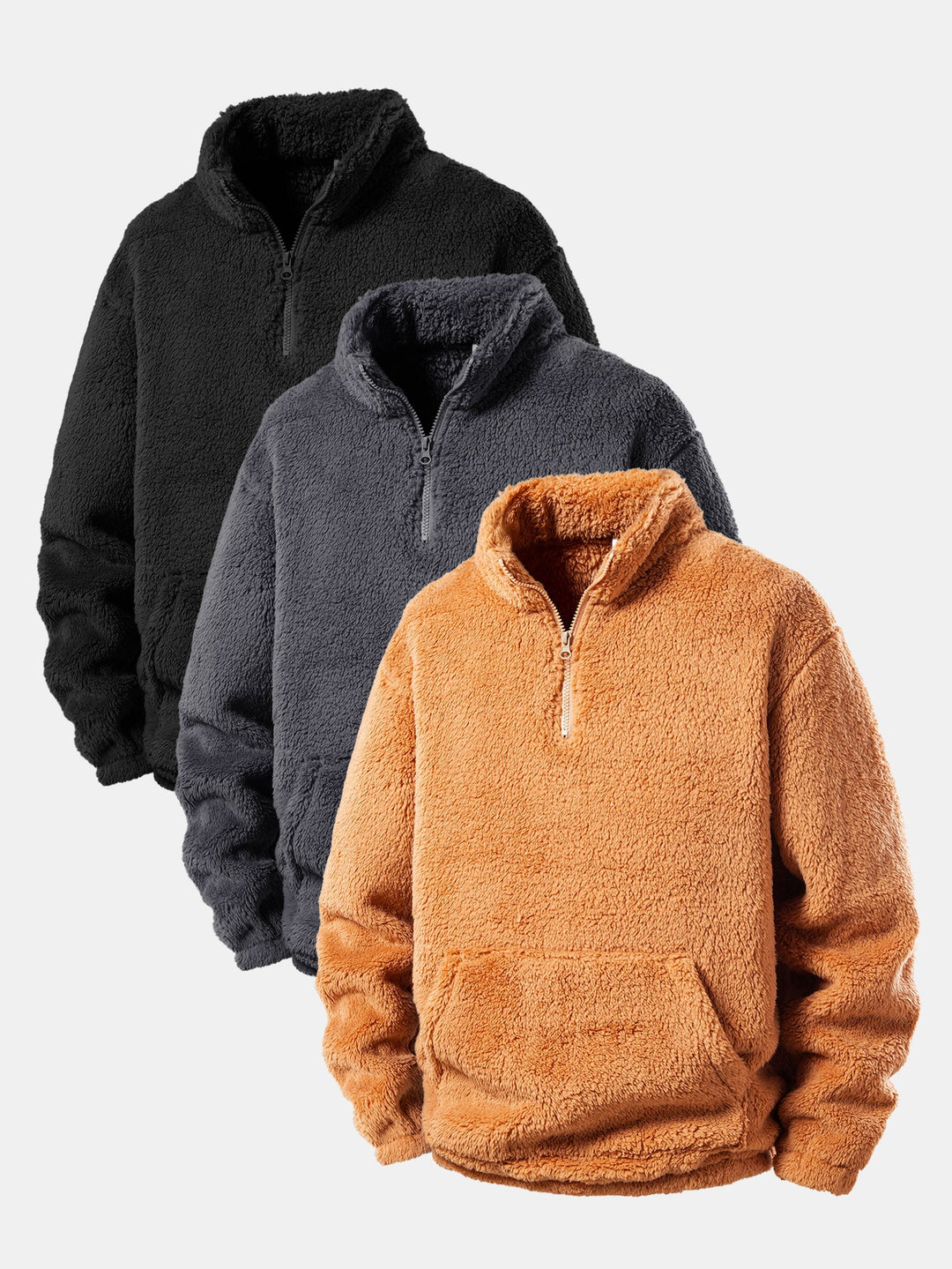 3 Pieces Quarter Zip Teddy Sweatshirts
