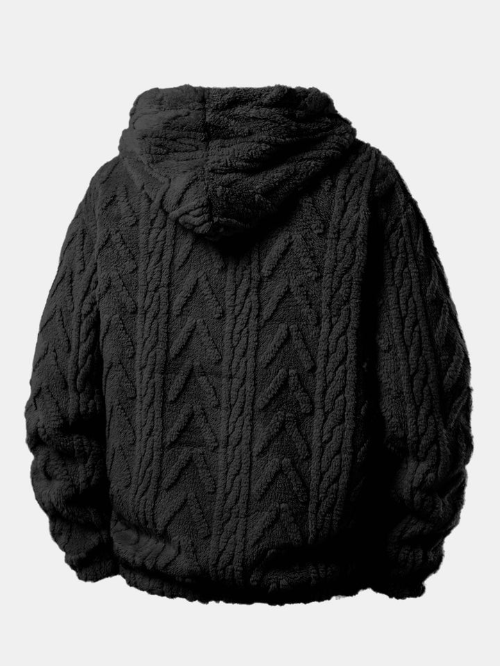 Geometric Jacquard Teddy Hoodie & Jogger Pants