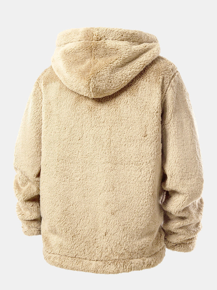 Teddy Fleece Button Up Hooded Coat