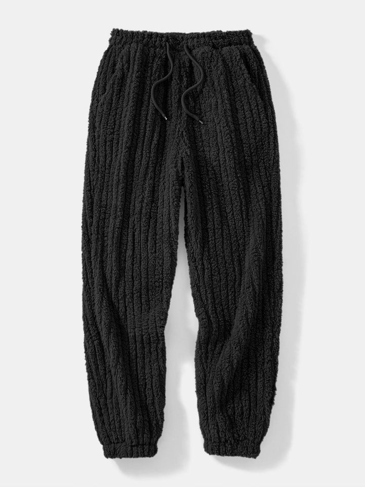 Relax Fit Stripe Kangaroo Pocket Teddy Hoodie & Jogger Pants