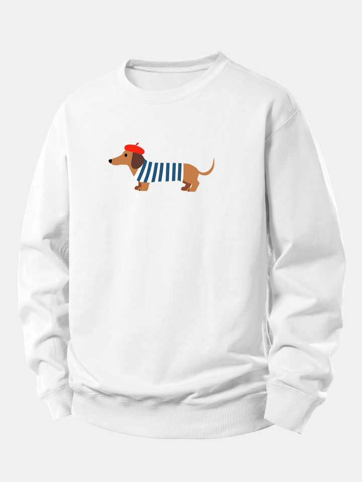 French Dachshund Print Relax Fit Sweatshirt
