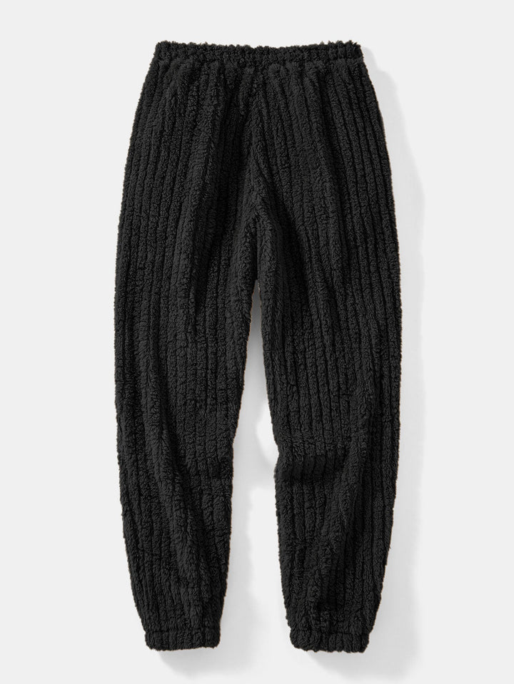 Relax Fit Stripe Kangaroo Pocket Teddy Hoodie & Jogger Pants