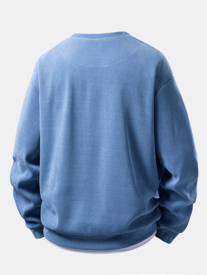 Relax Fit 2 In 1 Notched Collar Waffle Sweatshirt