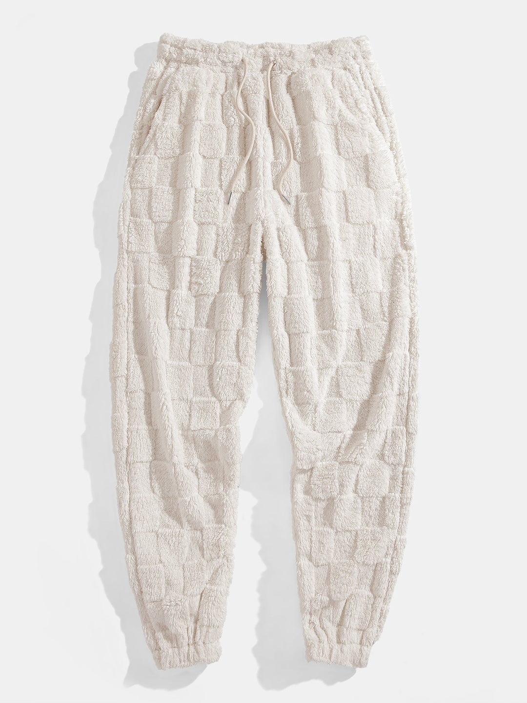 Relax Fit Checkerboard Kangaroo Pocket Teddy Hoodie & Jogger Pants