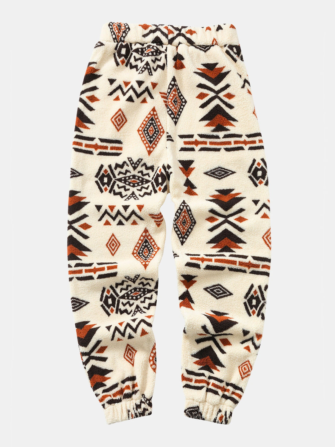Tribal Geometry Pattern Teddy Jogger Pants