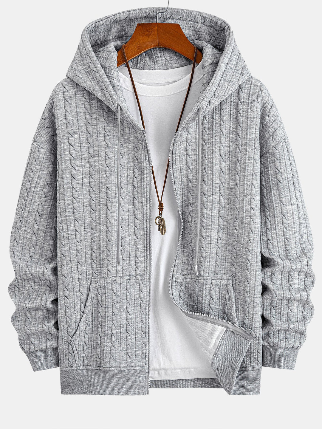 Relax Fit Twist Jacquard Zip Up Hoodie & Twisted Jacquard Straight Leg Pants