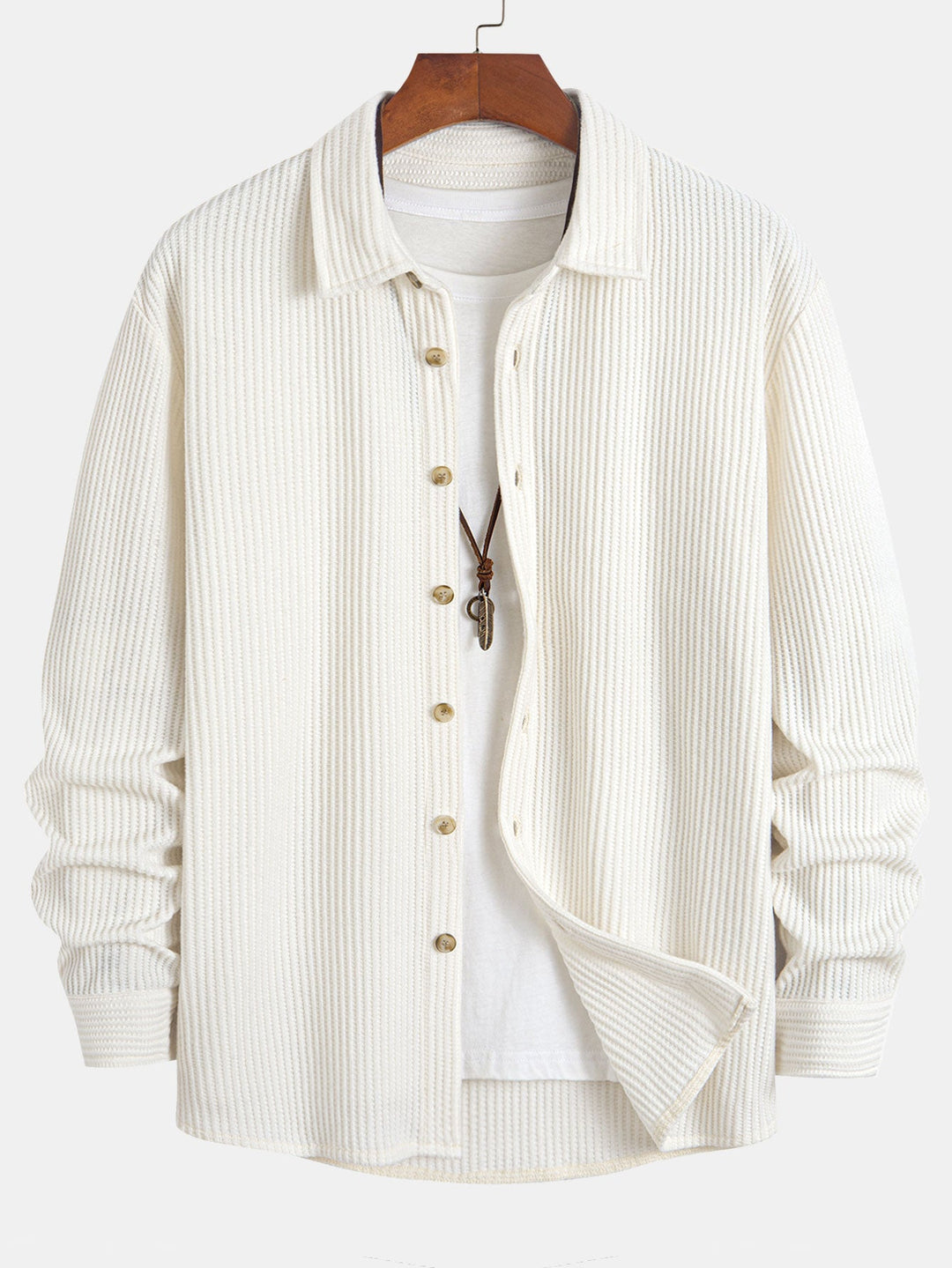 Long Sleeved Waffle Button Up Shirt