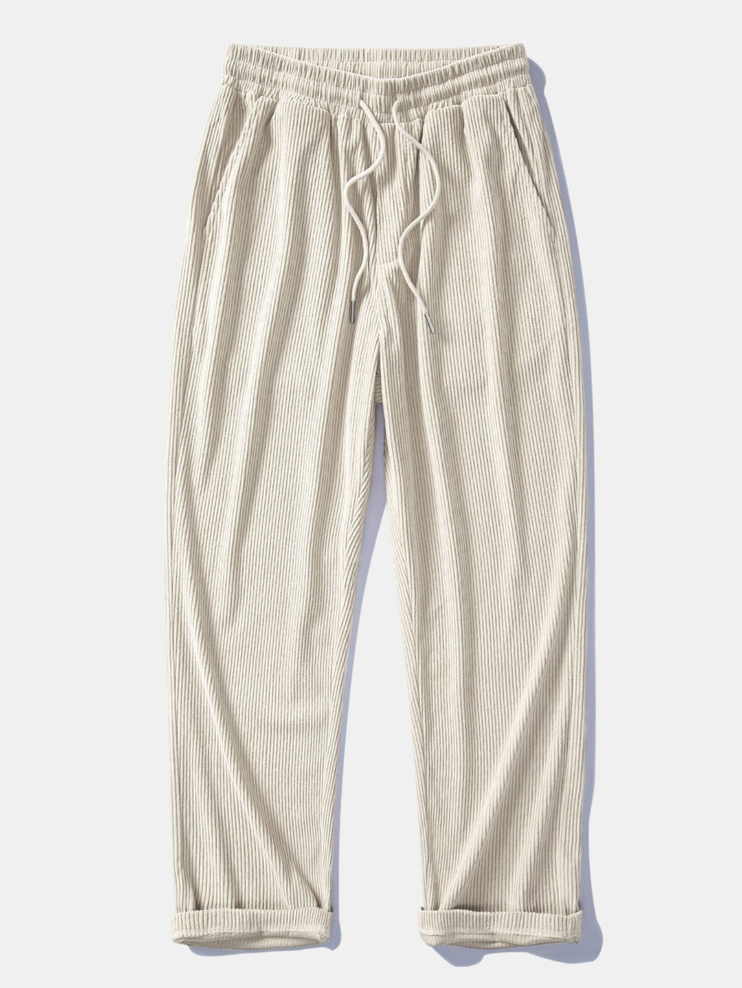 Long Sleeved Contrast Corduroy Hooded Shirt & Straight Leg Corduroy Pants