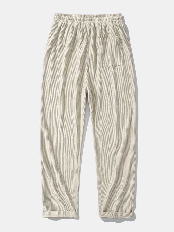 Long Sleeved Contrast Corduroy Hooded Shirt & Straight Leg Corduroy Pants