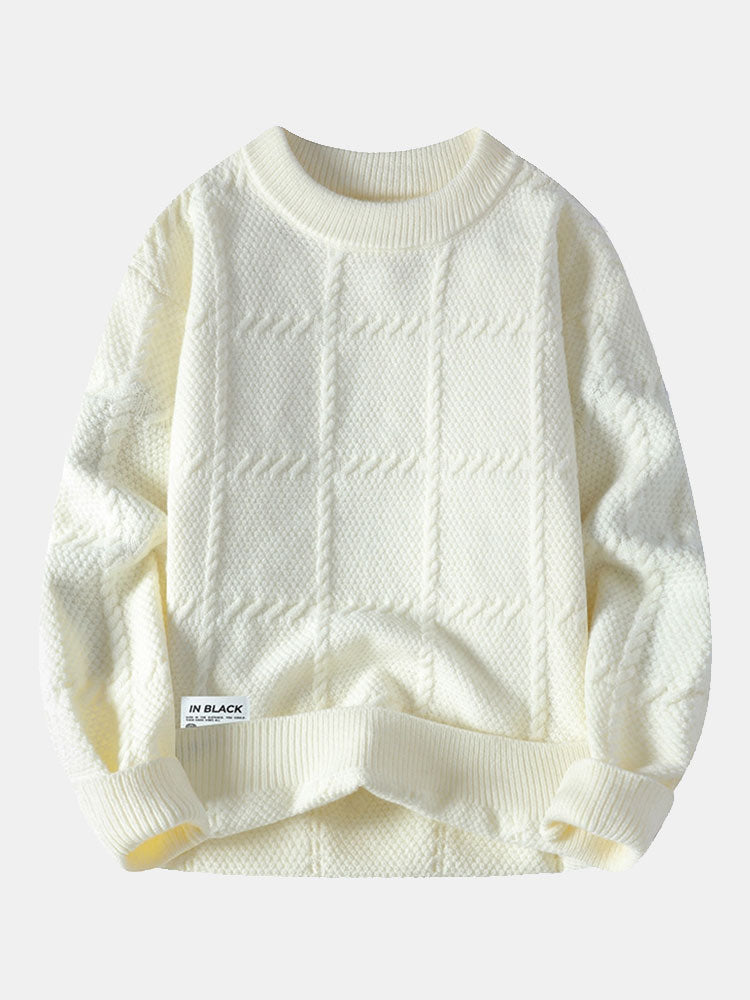 Plaid Crew Neck Knit Sweater