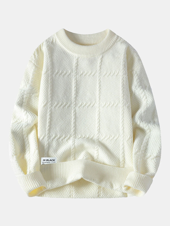 Plaid Crew Neck Knit Sweater