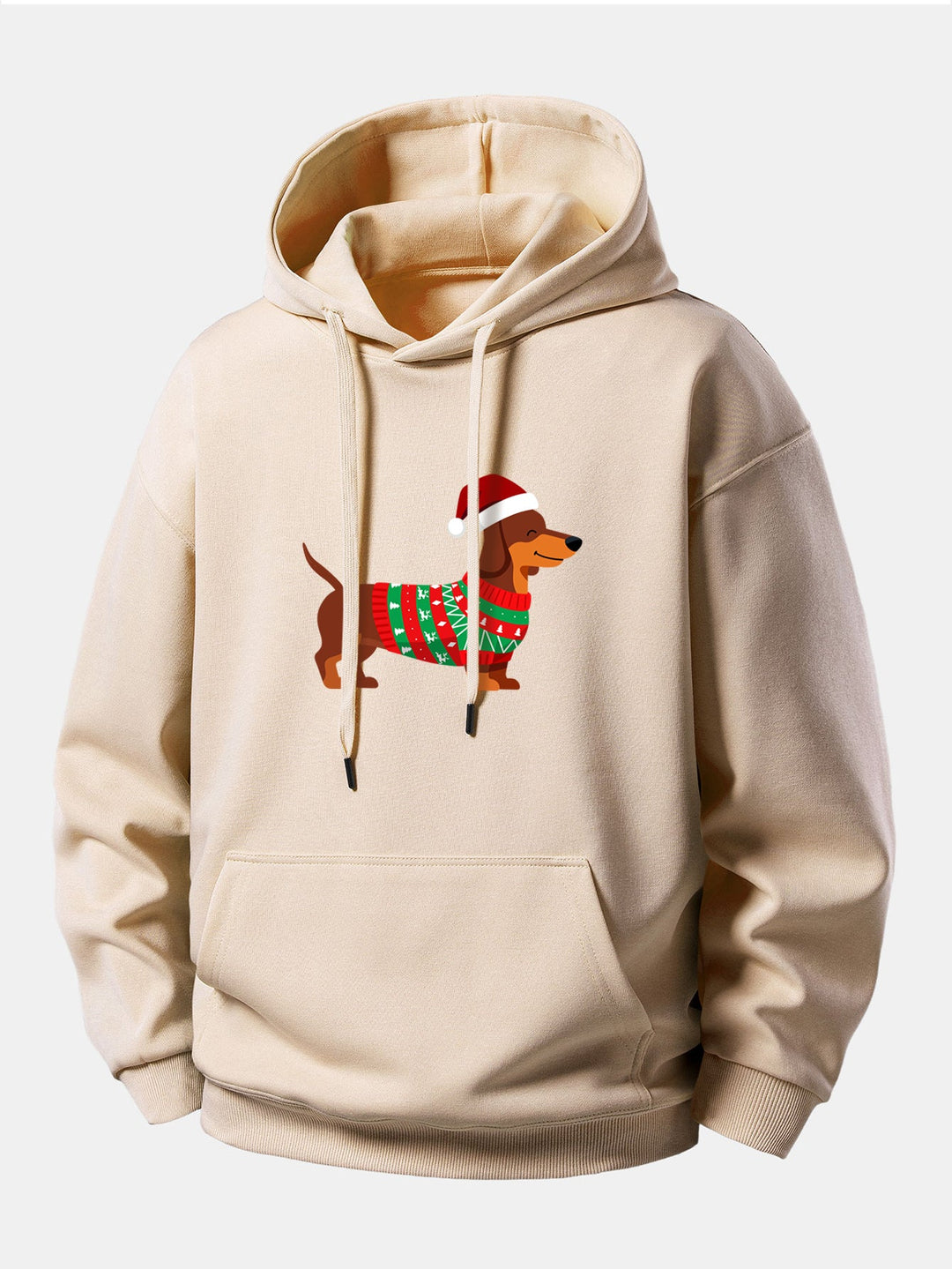 Christmas Dachshund Print Relax Fit Hoodie
