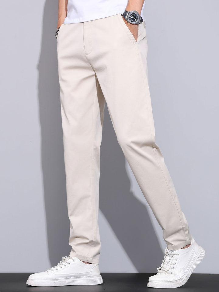 Elastic Waist Straight Leg Trousers