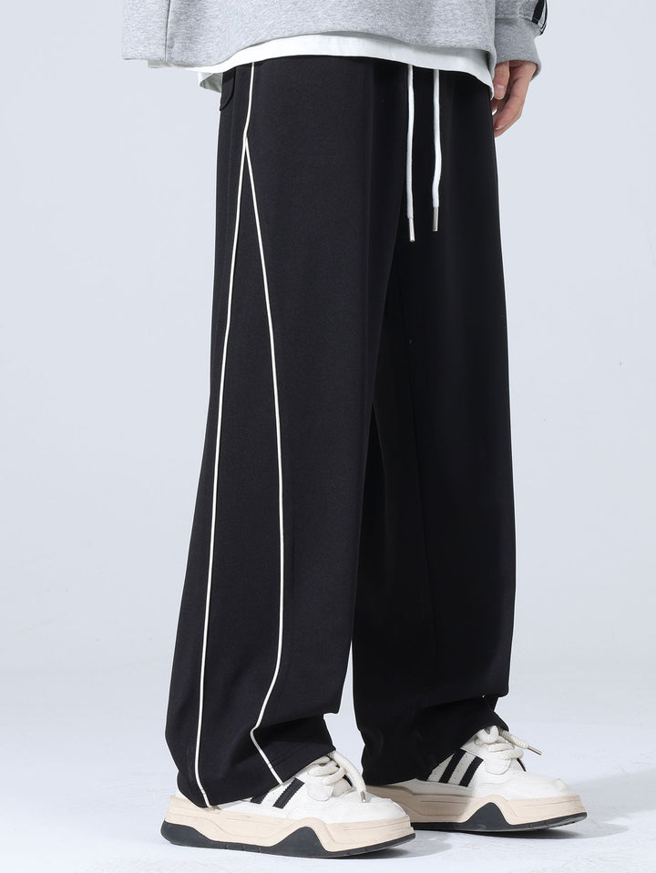 Calças de Perna Larga com Listras Laterais