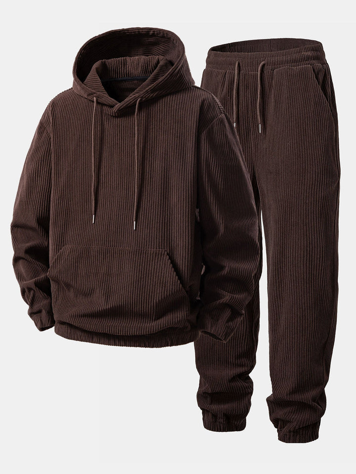 Corduroy Hoodie With Kangaroo Pocket & Corduroy Jogger Pants