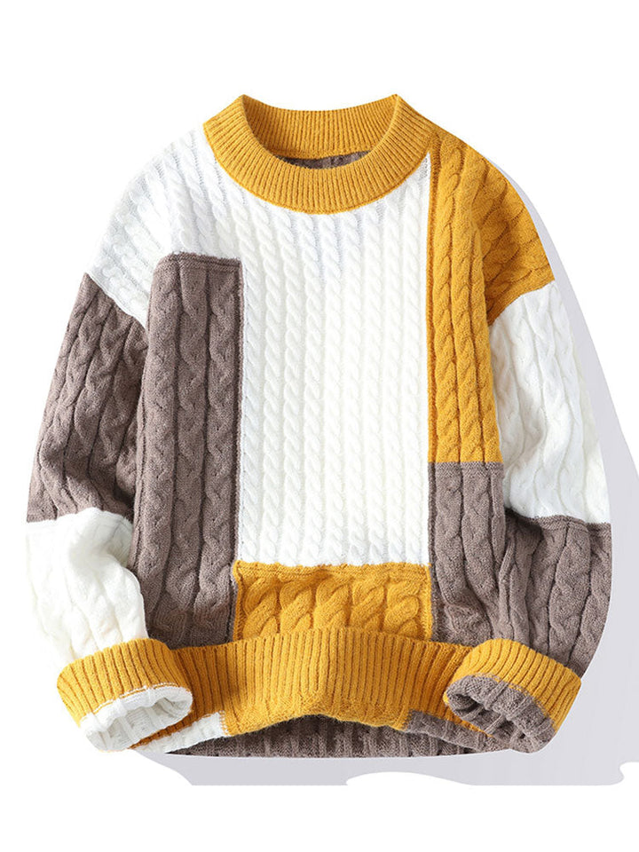 Color Block Twist Jacquard Sweater