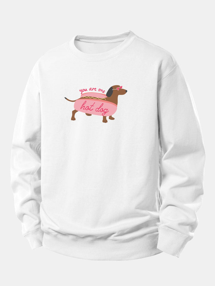 Hot Dog Dachshund Print Relax Fit Sweatshirt